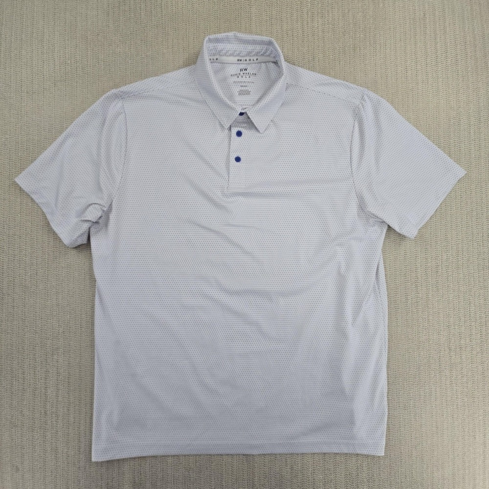 Rorie Whelan Golf Polo Shirt Mens XL White Polka Dot Short Sleeve Performance